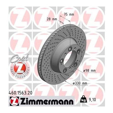 Zimmermann Rear Brake Rotor, 460156320 460156320